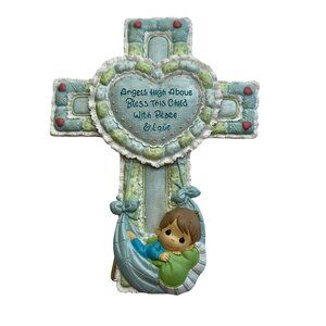 Precious Moments Angels High Above Bless This Child Peace and Love Cross 6" Boy